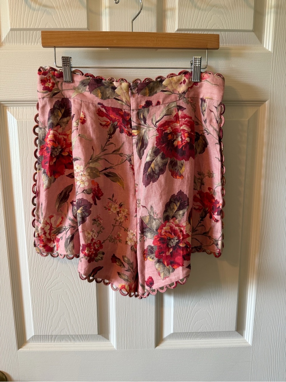 Zimmermann Pink Floral Scallop-Trim Bermuda Shorts
